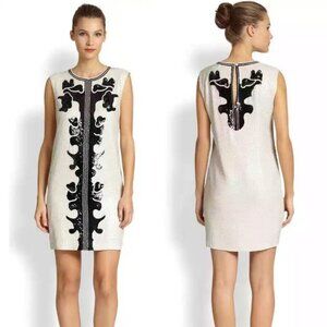 New BCBGMaxAzria Geri Dust Combo Sequin Motif Shift Dress Size S